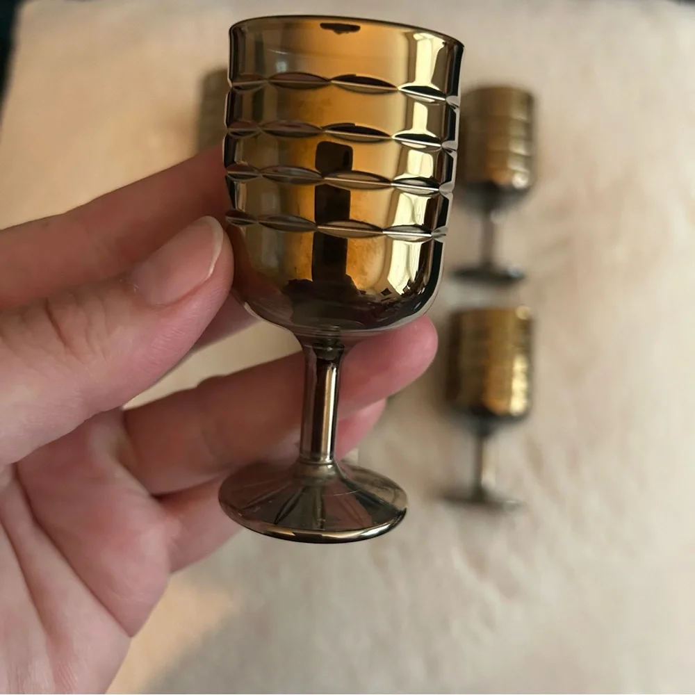 Vintage Gold Glass Shot Glasses Cordial metallic set of 6